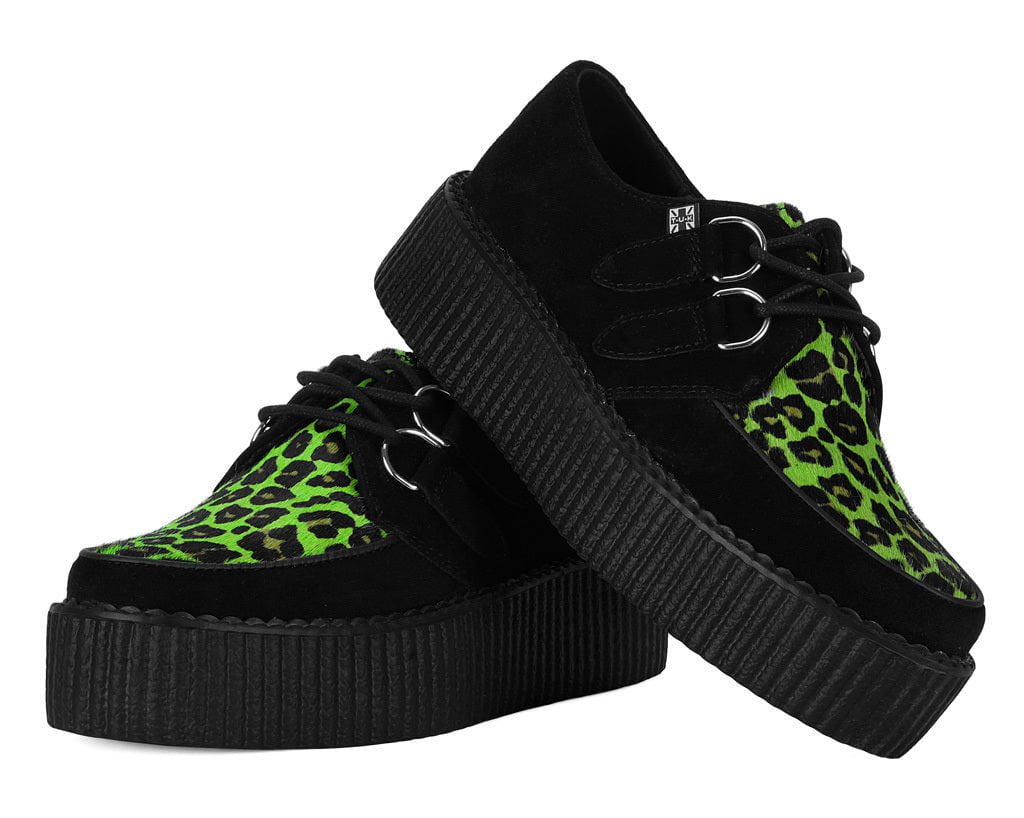 V3412 Black & Green Leopard Suede Mondo Creeper
