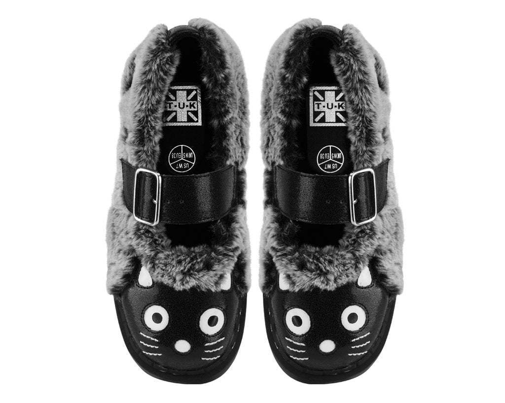 Black & Grey Furry Kitty Mary Jane - T.U.K.T2374-05
