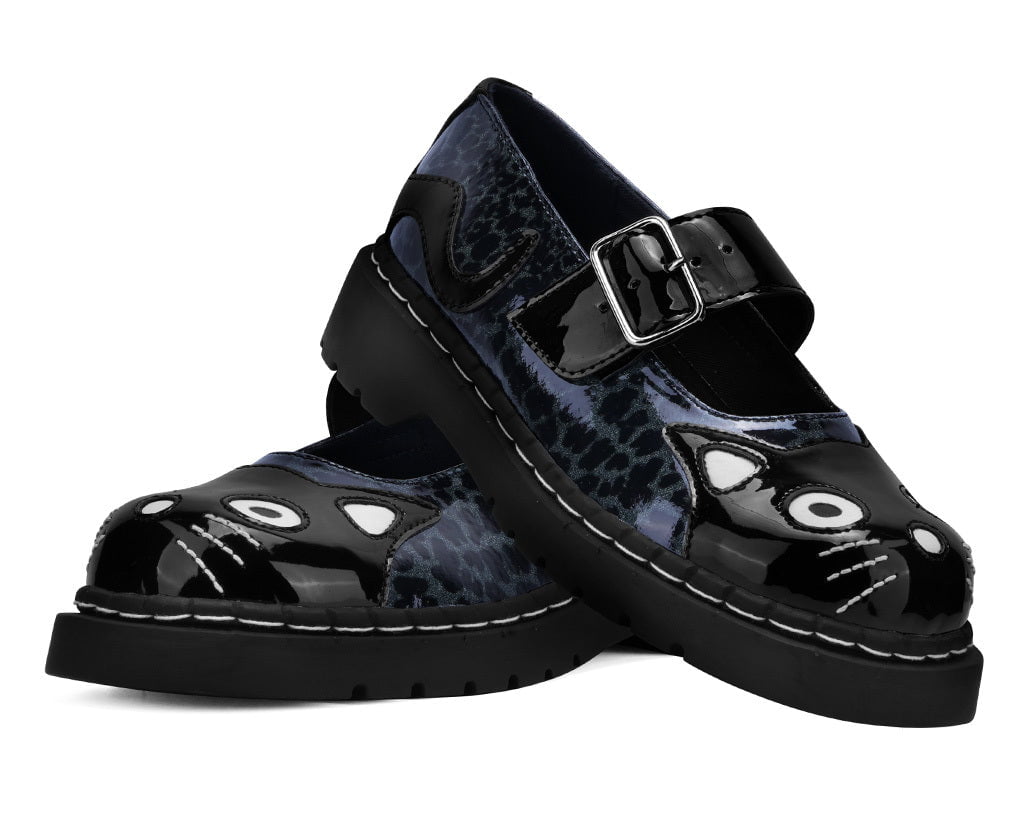 T2366 Black & Grey Leopard Kitty Mary Jane T2366-05