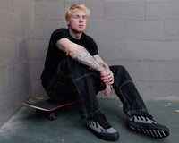A3350 Black & Grey Suede Flame Creeper Sneaker