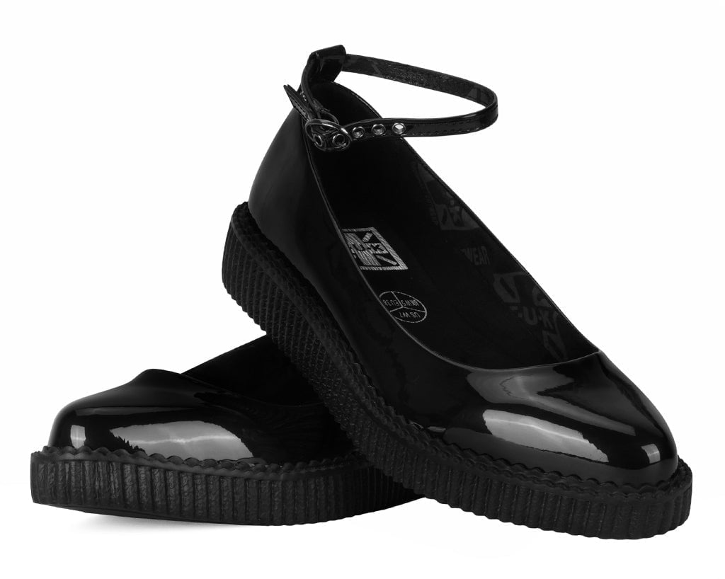A9634L Black Hologram Pointed Ballet Creeper