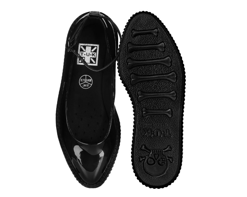 A9634L Black Hologram Pointed Ballet Creeper