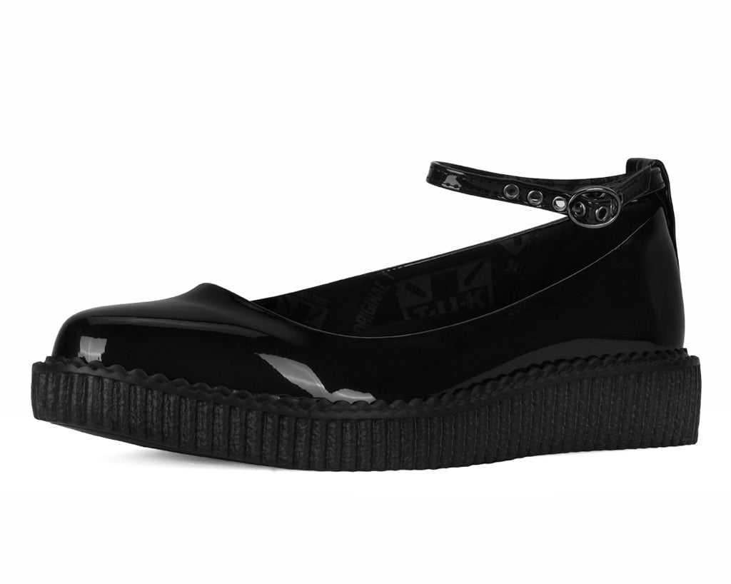 A9634L Black Hologram Pointed Ballet Creeper