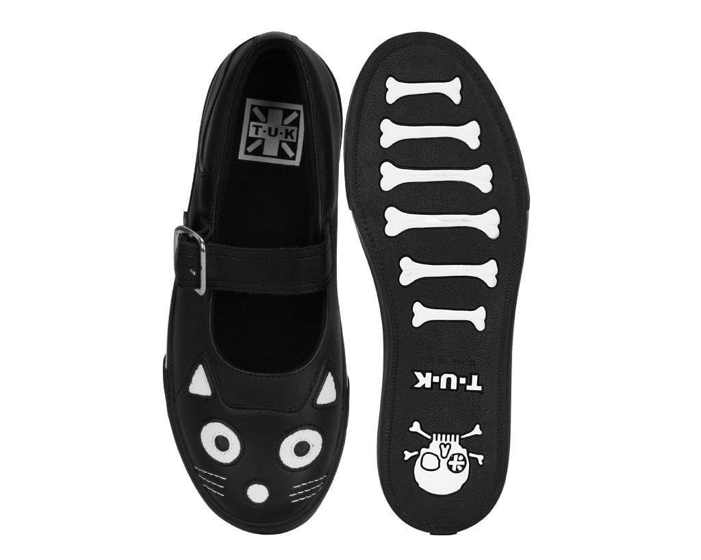A9217L Black Kitty Face Mary Janes