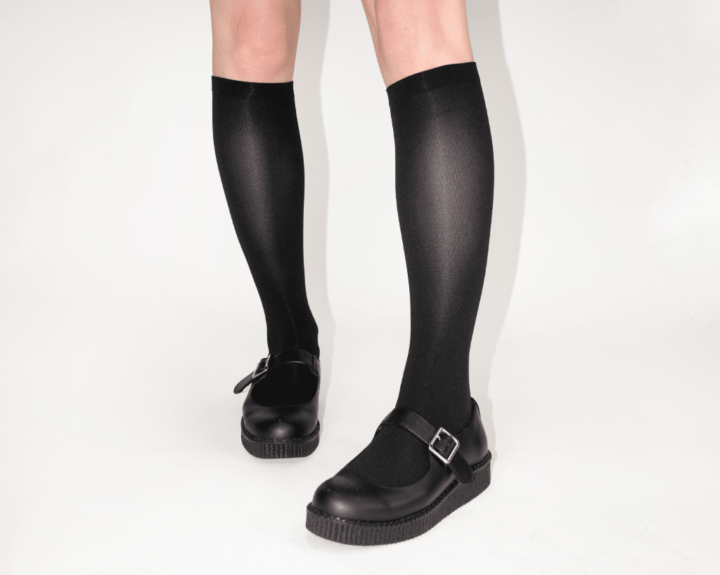 TSK1164 Black Knee-High Nylon Mesh Sock TSK1164-OS