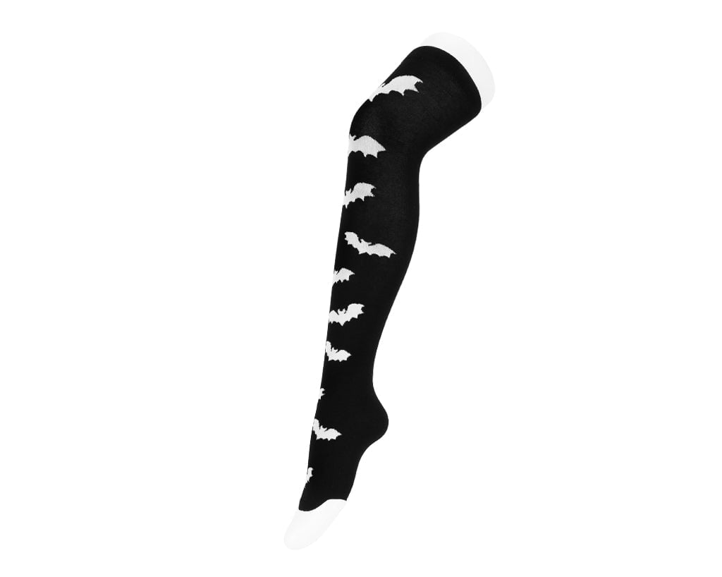 TSK1180 Black Knit Bat Thigh High Sock TSK1180-OS