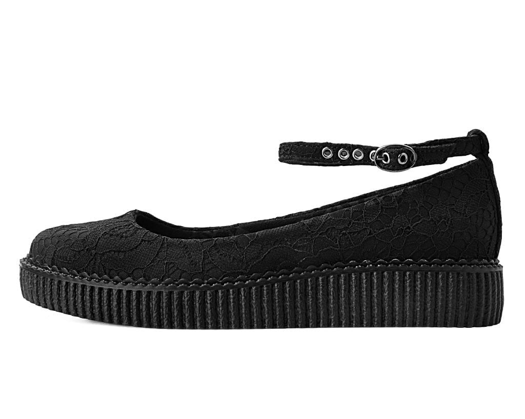 A3165L Black Lace Pointed Ballet Creeper