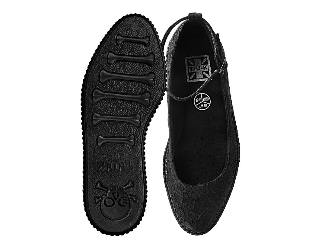 A3165L Black Lace Pointed Ballet Creeper