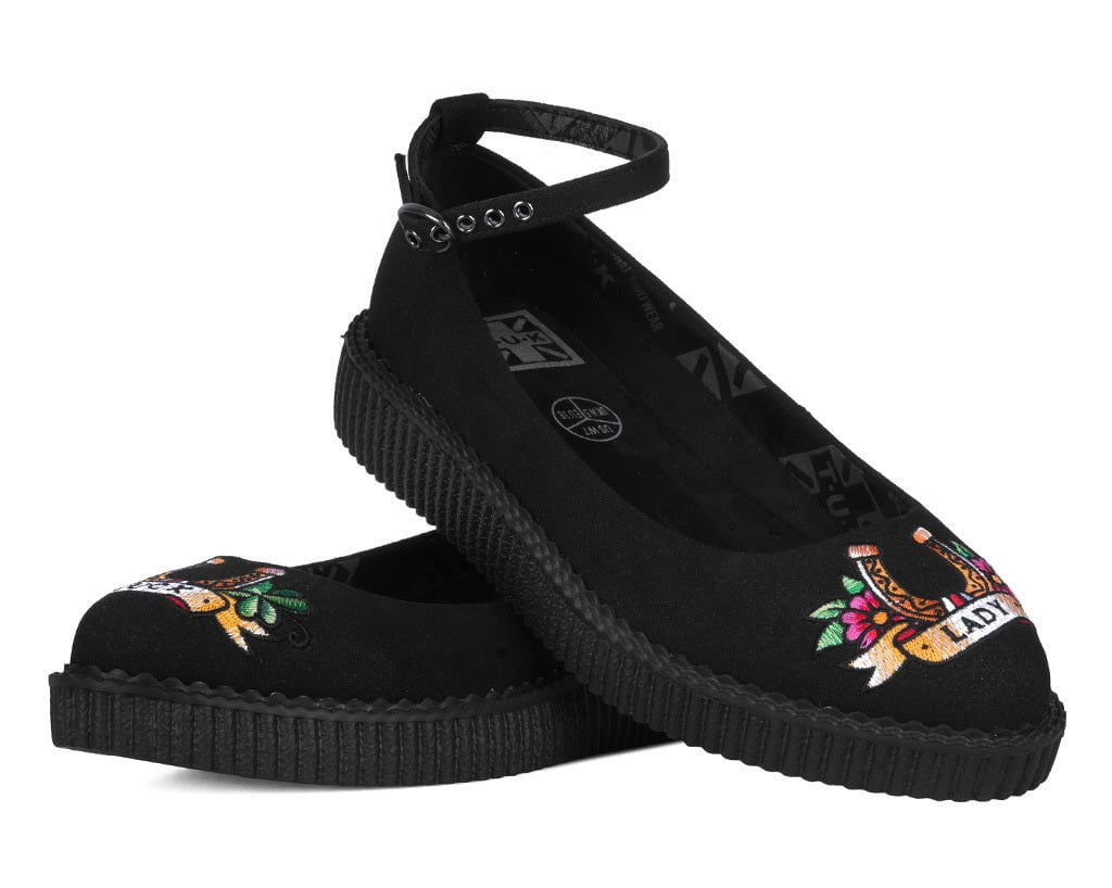 A3420L Black Lady Luck Pointed Ballet Creeper