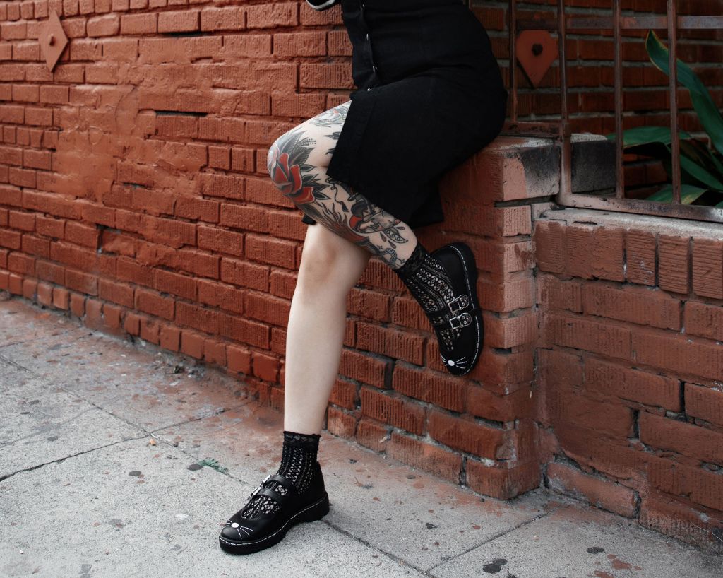 A3363L Black Leather 2-Buckle Kitty Mary Jane