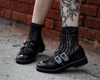 A3363L Black Leather 2-Buckle Kitty Mary Jane