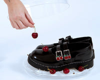 T2345 Black Leather Cherry Buckle Mary Jane