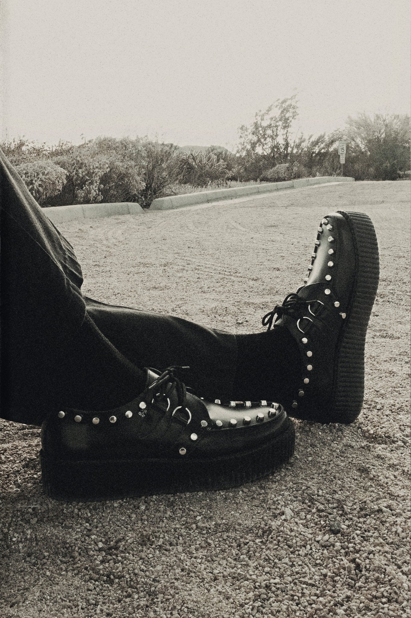 Black Leather Flat Studded Viva Mondo Creeper - T.U.K.V3493-03