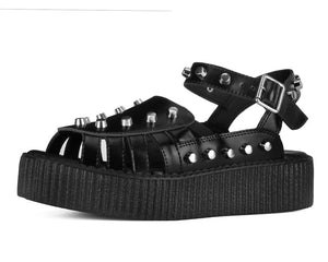 Black Leather Flat Studded Viva Mondo Sandal - T.U.K.V3494L-05