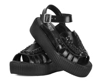 V3358L Black Leather Interlace Viva Mondo Sandal