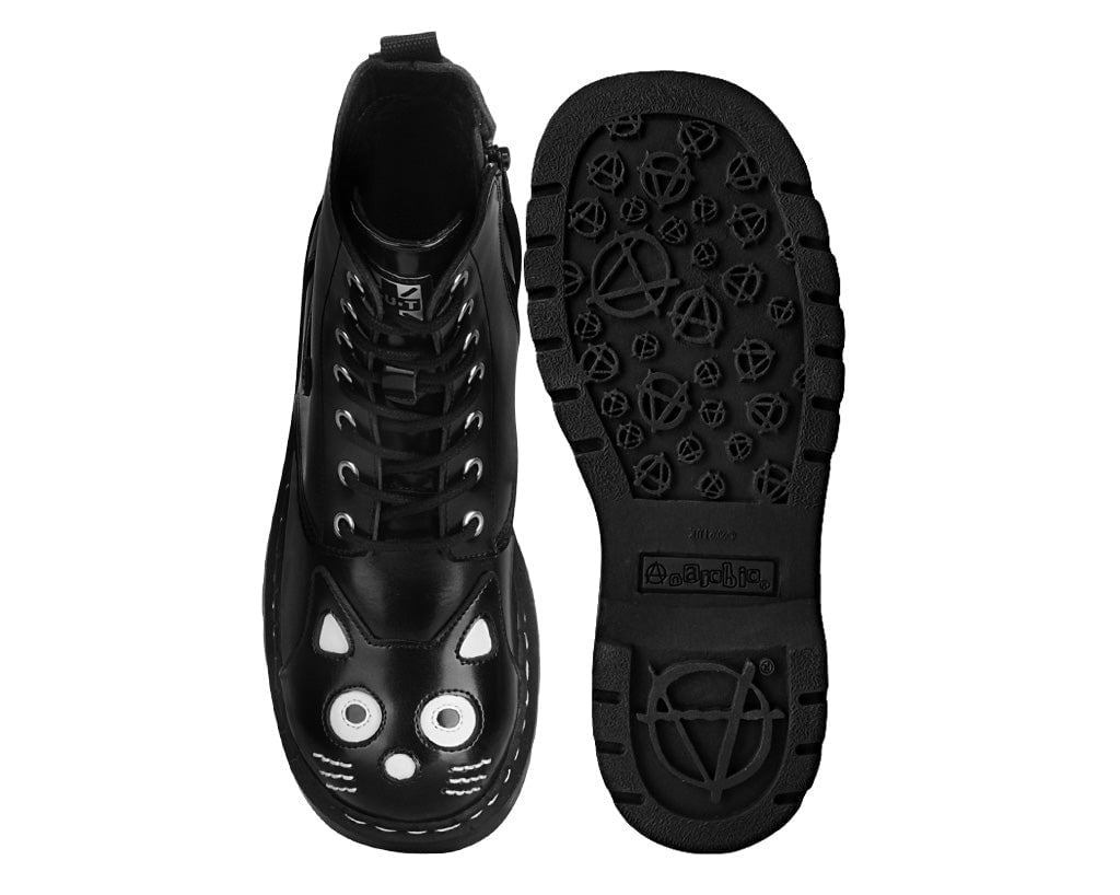 T2343 Black Leather Kitty Boot