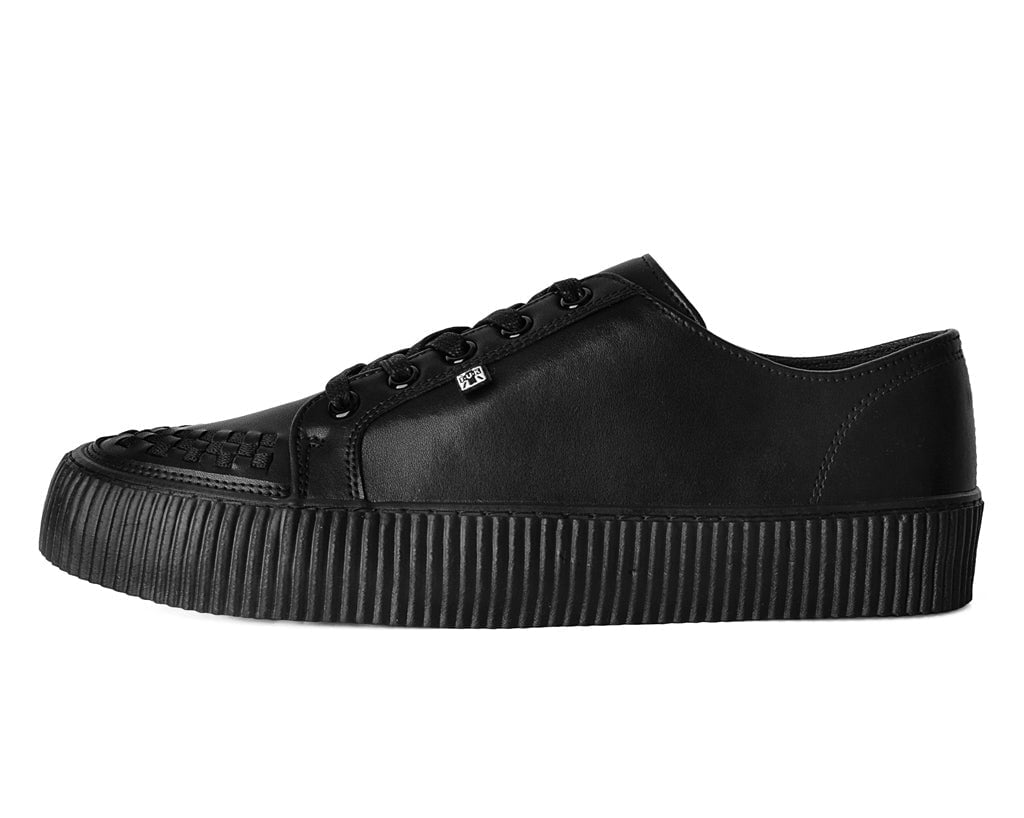 A3314 Black Leather Lace-Up Creeper Sneaker