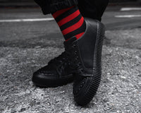A3314 Black Leather Lace-Up Creeper Sneaker