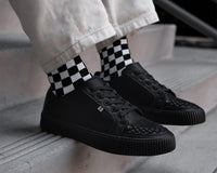A3314 Black Leather Lace-Up Creeper Sneaker