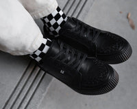 A3314 Black Leather Lace-Up Creeper Sneaker