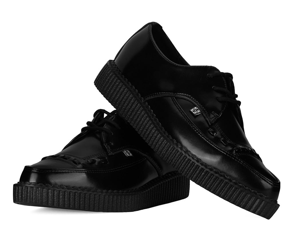 Black Leather Lace Up Pointed Creeper - T.U.K.A8533-03