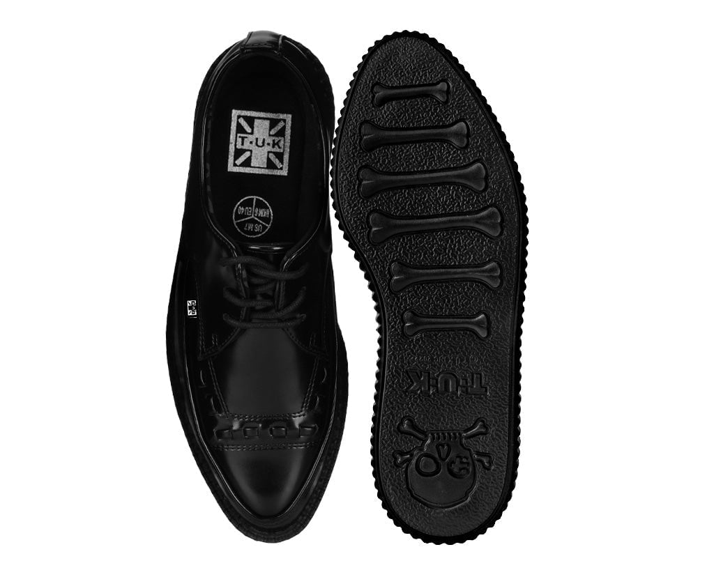 Black Leather Lace Up Pointed Creeper - T.U.K.A8533-03