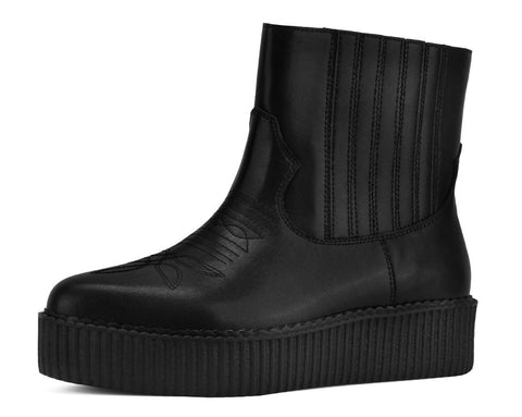 Black Leather Pull on Western Pointed Mondo Creeper Boot - T.U.K.H3441-03