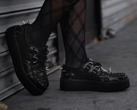 Black Leather Spike Viva Mondo Creeper - T.U.K.V3341-03
