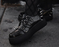 Black Leather Spike Viva Mondo Creeper - T.U.K.V3341-03