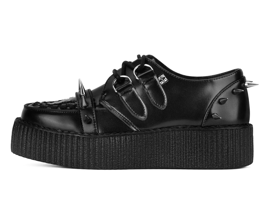 Black Leather Spike Viva Mondo Creeper - T.U.K.V3341-03