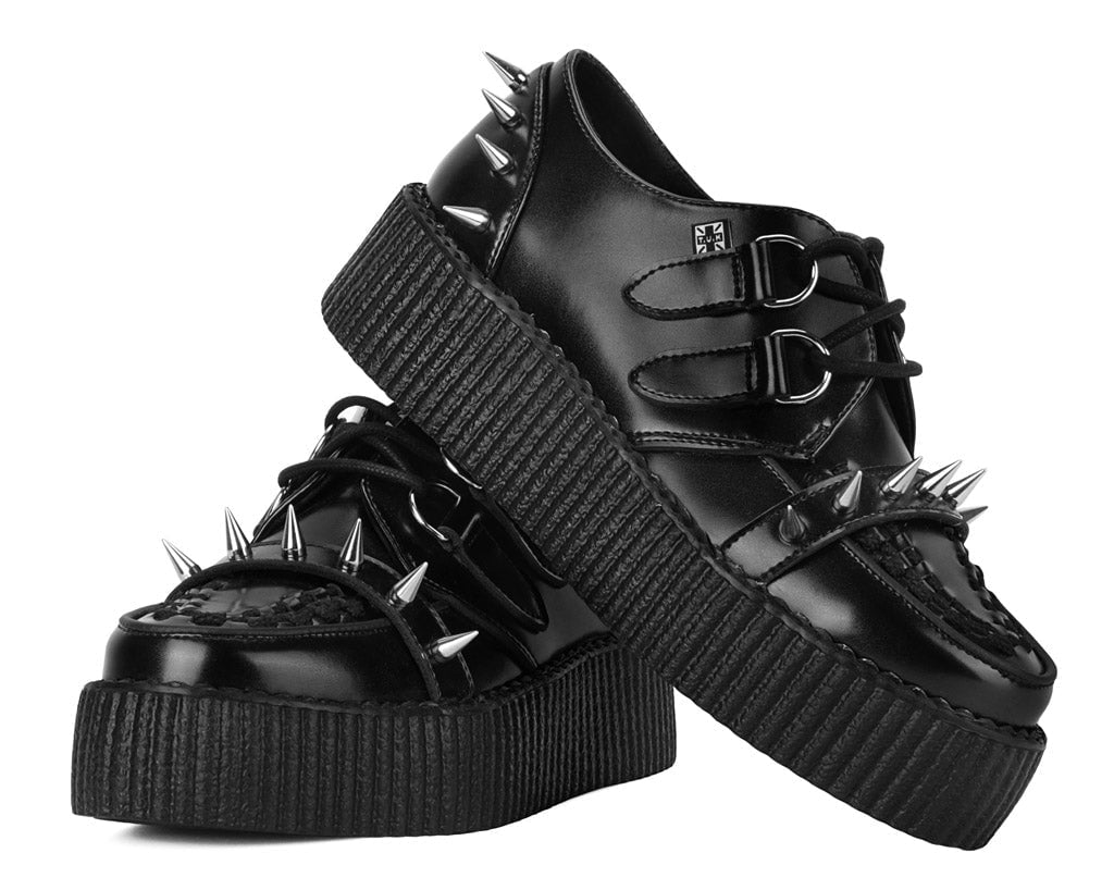 Black Leather Spike Viva Mondo Creeper - T.U.K.V3341-03