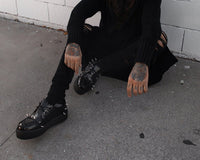 Black Leather Spike Viva Mondo Creeper - T.U.K.V3341-03