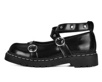 T2355 Black Leather Studded Ankle Strap Mary Jane