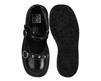 T2355 Black Leather Studded Ankle Strap Mary Jane