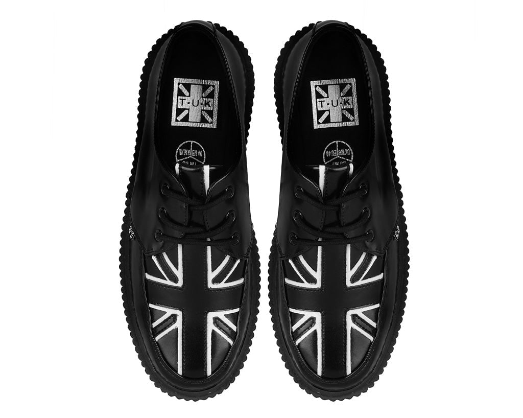 G3391 Black Leather Union Jack Vintage Mondo Creeper