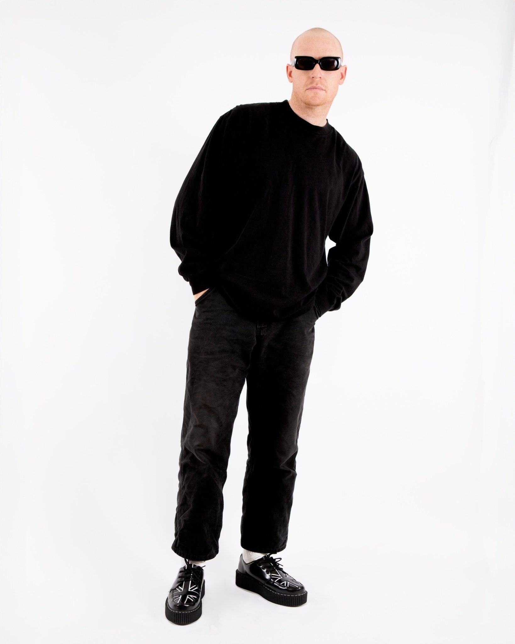 G3391 Black Leather Union Jack Vintage Mondo Creeper