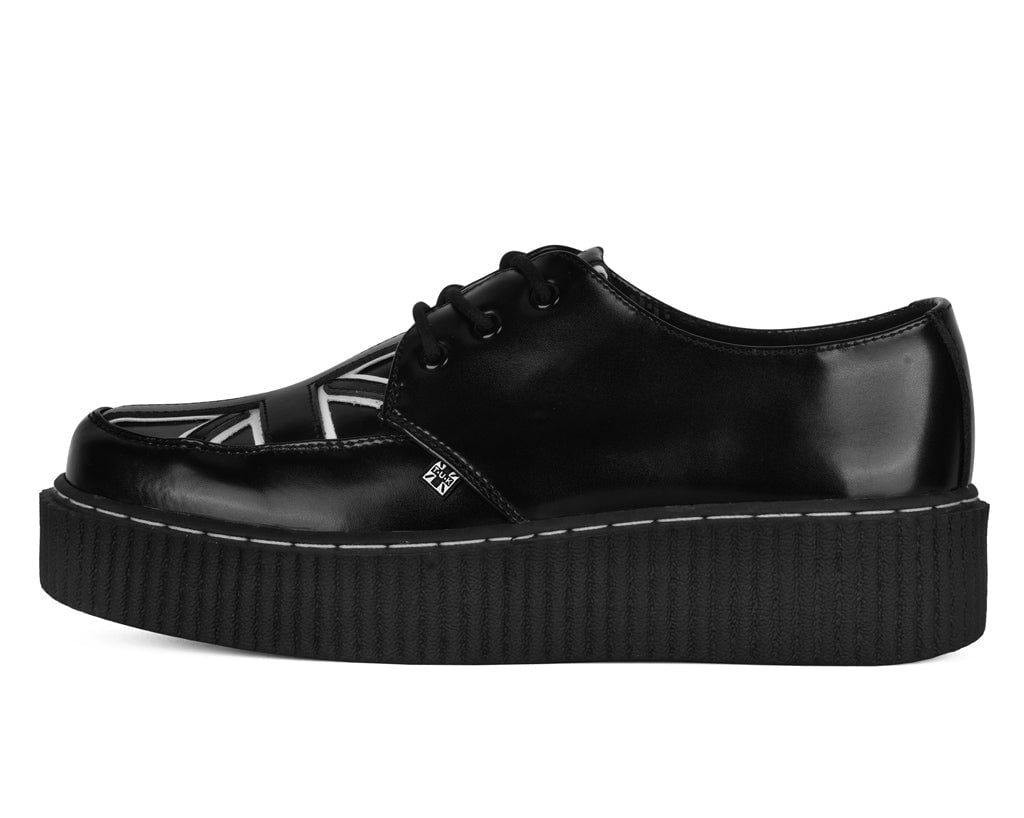 G3391 Black Leather Union Jack Vintage Mondo Creeper