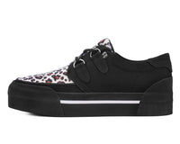 A3444 Black & Leopard Canvas Platform Creeper Sneaker