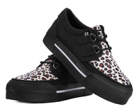 A3444 Black & Leopard Canvas Platform Creeper Sneaker A3444-03