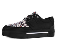 A3444 Black & Leopard Canvas Platform Creeper Sneaker