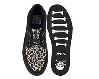 A3444 Black & Leopard Canvas Platform Creeper Sneaker