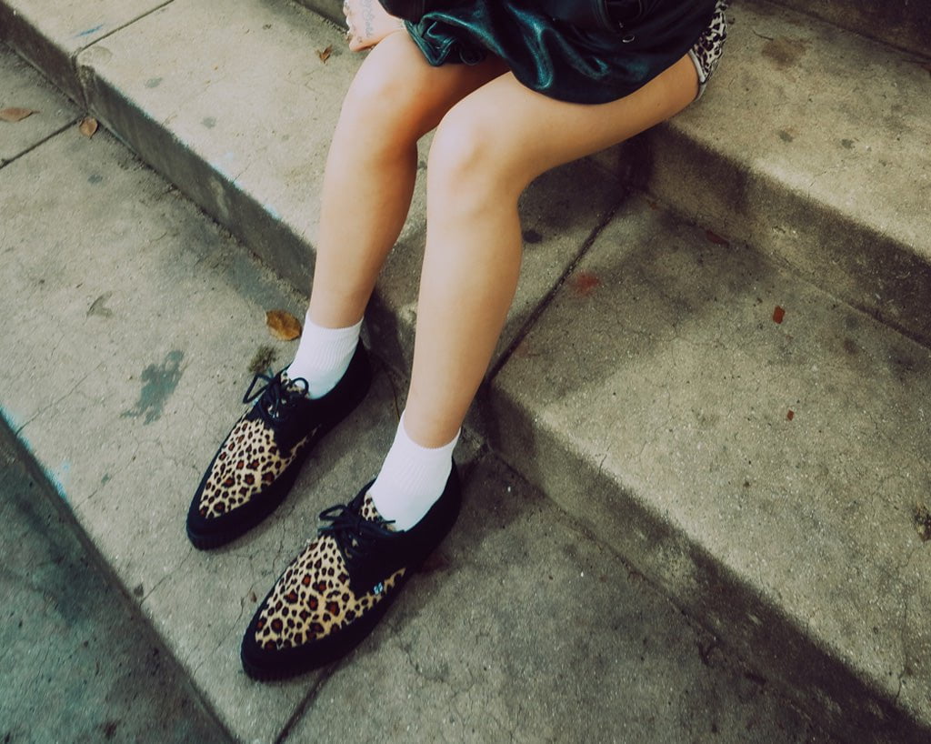 Black & Leopard Tie Pointed Lace Up EZC - T.U.K.A9418-03