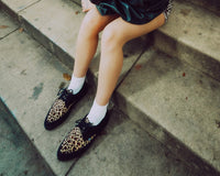 Black & Leopard Tie Pointed Lace Up EZC - T.U.K.A9418-03