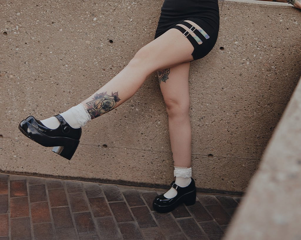A3218L Black Liquid Bubble Mary Jane Platform