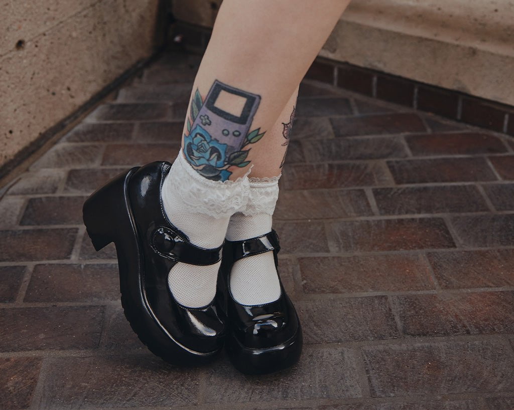 A3218L Black Liquid Bubble Mary Jane Platform