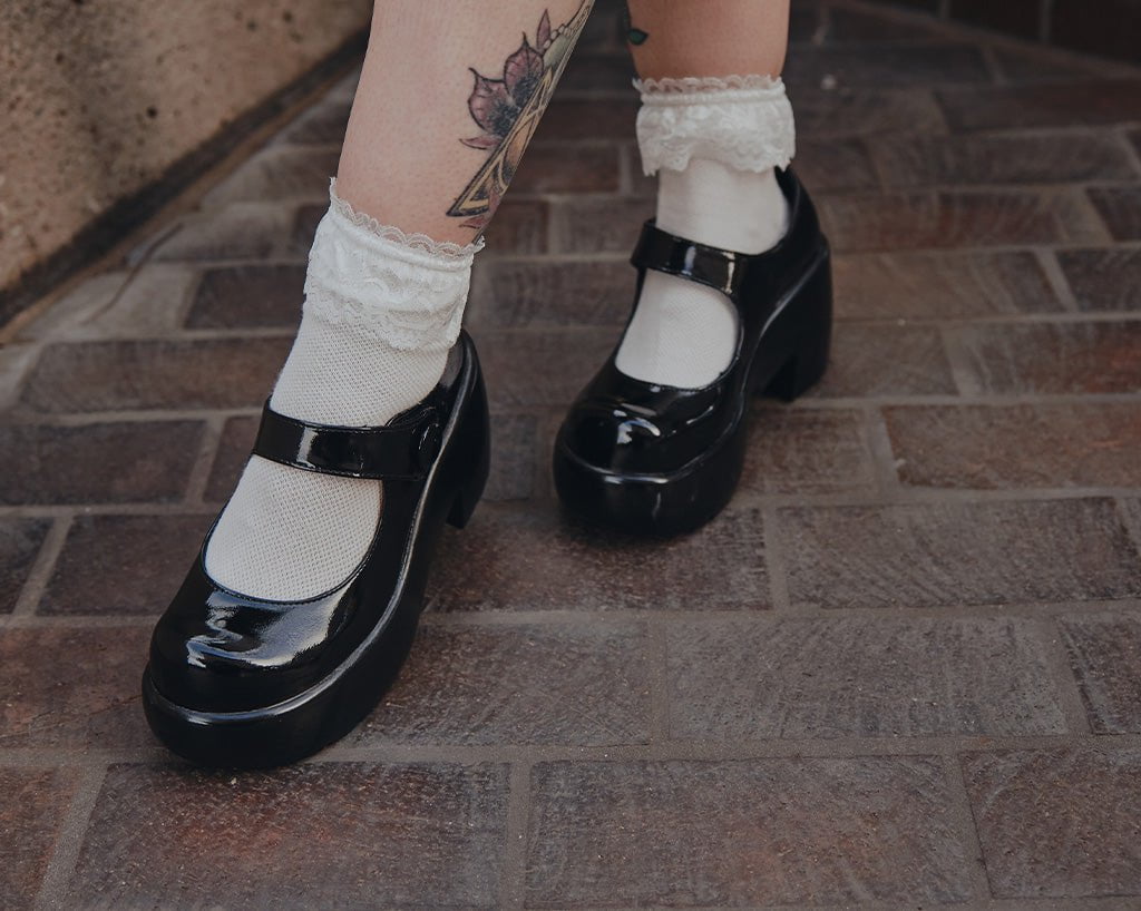 A3218L Black Liquid Bubble Mary Jane Platform