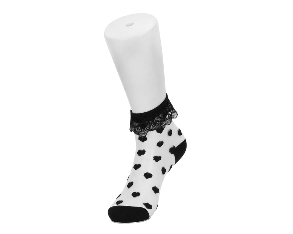 TSK1186 Black Mesh Heart Sock TSK1186-OS
