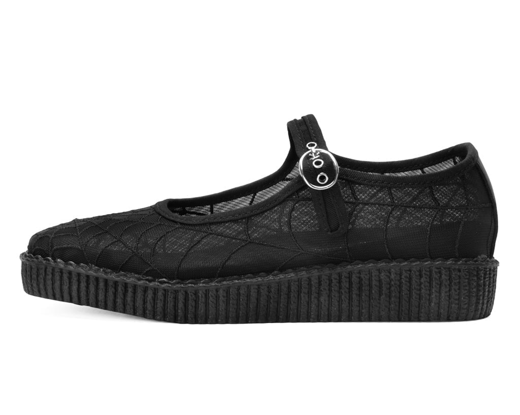 F3311L Black Mesh Web Viva Low Mary Jane