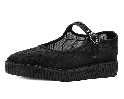 F3311L Black Mesh Web Viva Low Mary Jane