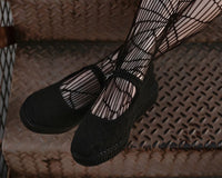 F3311L Black Mesh Web Viva Low Mary Jane
